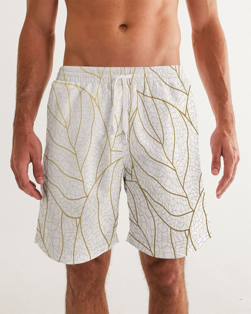 Abstract Gold Leaves 7" Classic Men Swim Trunk