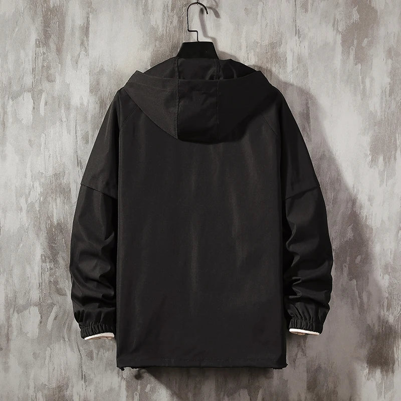 Men's Streetwear Hoodie Black Windbreaker Hip-Hop