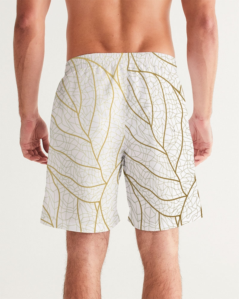 Abstract Gold Leaves 7" Classic Men Swim Trunk